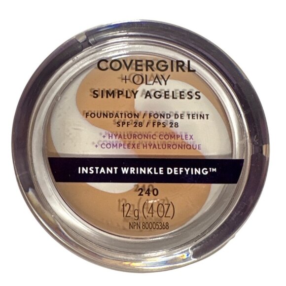 Covergirl Olay Simply Ageless Foundation SPF 28 Natural Beige 240 Hyaluronic Exp - Picture 1 of 4